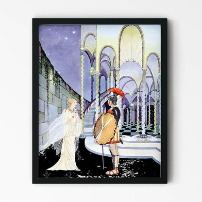 Princess and the Knight Art Print in Black Picture Frame