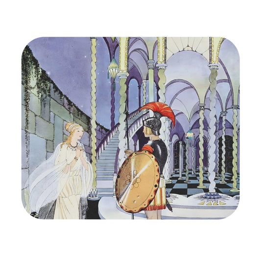 Princess and the Knight Mouse Pad with Art Nouveau design, desk and office decor showcasing romantic fantasy artwork.