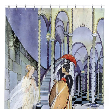 Princess and the Knight Shower Curtain Close Up, Art Nouveau Shower Curtains