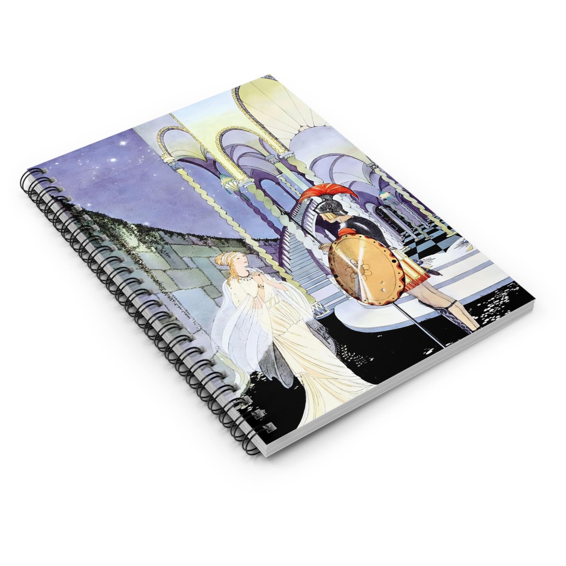 Princess and the Knight Spiral Notebook Laying Flat on White Surface