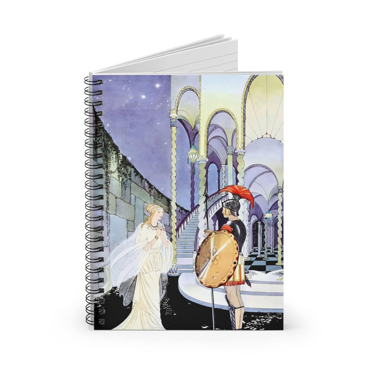 Princess and the Knight Spiral Notebook Standing up on White Desk