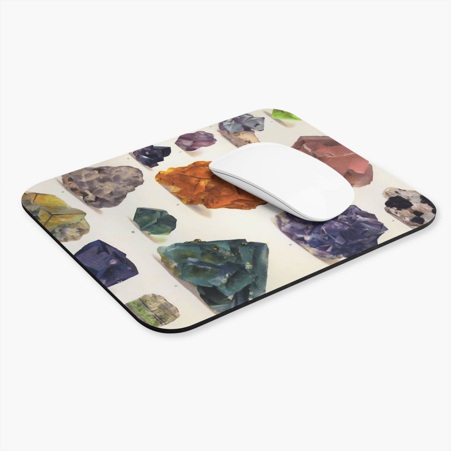 Raw Colorful Gemstones Computer Desk Mouse Pad With White Mouse