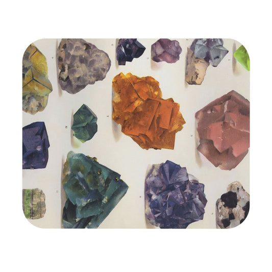 Raw Colorful Gemstones Mouse Pad with crystals and gems art, desk and office decor showcasing colorful raw gemstones.