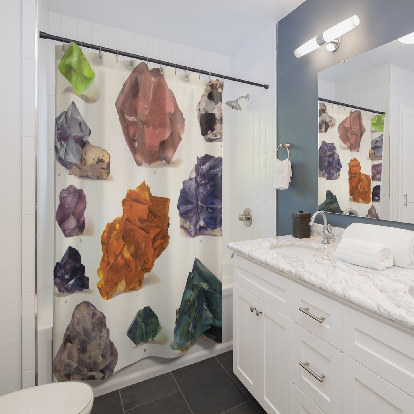 Raw Colorful Gemstones Shower Curtain Best Bathroom Decorating Ideas for Science Decor
