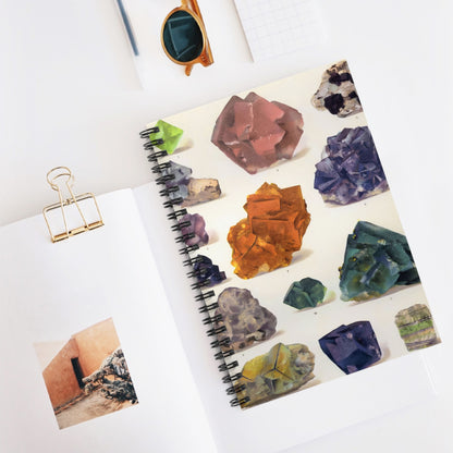Raw Colorful Gemstones Spiral Notebook Displayed on Desk