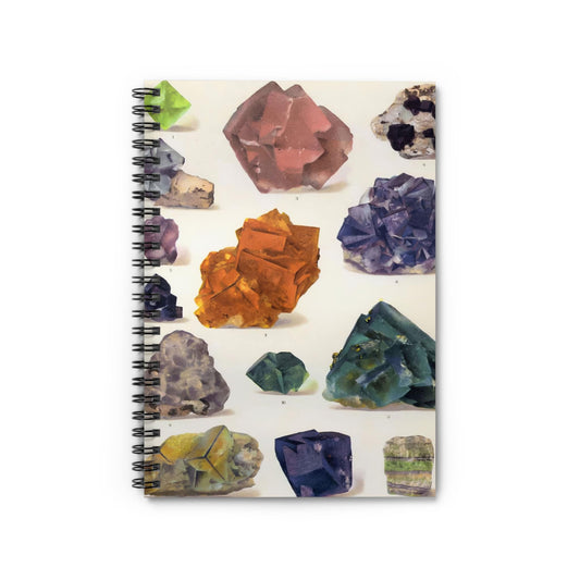 Raw Colorful Gemstones Notebook with crystals and gems cover, perfect for journaling and planning, featuring colorful raw gemstone designs.