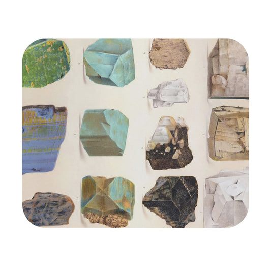 Raw Crystals and Gemstones Mouse Pad with aquamarine art, desk and office decor showcasing raw crystals.