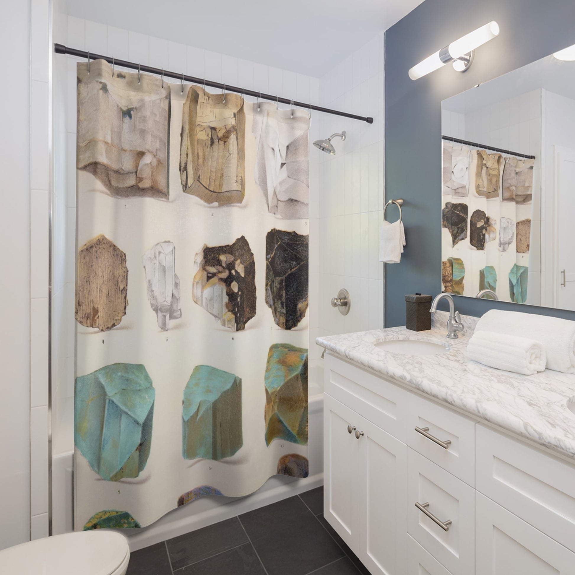 Raw Crystals and Gemstones Shower Curtain Best Bathroom Decorating Ideas for Science Decor