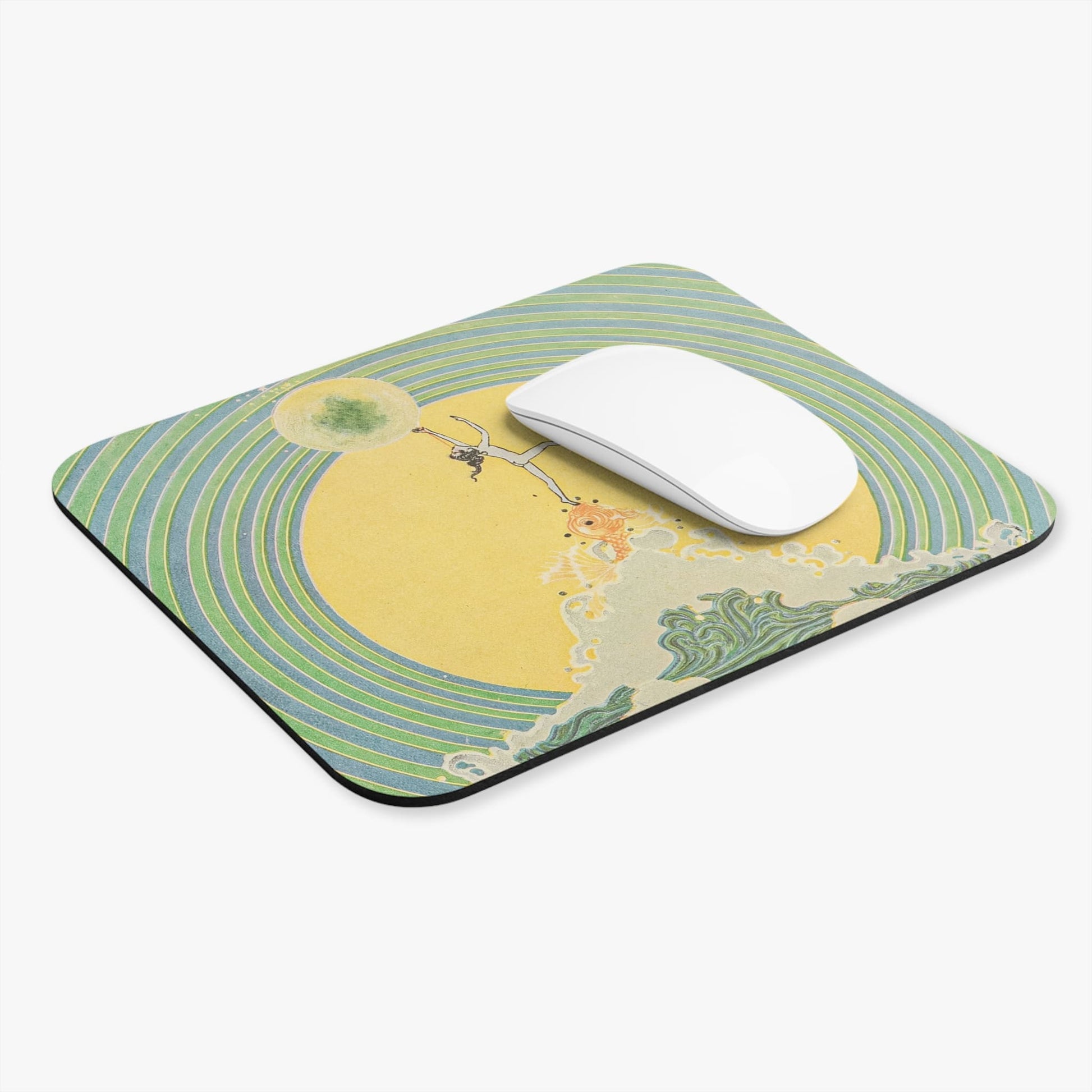 Reach for the Moon Computer Desk Mouse Pad With White Mouse