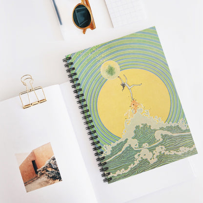 Reach for the Moon Spiral Notebook Displayed on Desk