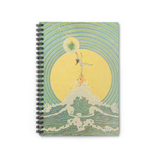 Reach for the Moon Notebook with Art Nouveau cover, great for journaling and planning, highlighting artistic moon designs.
