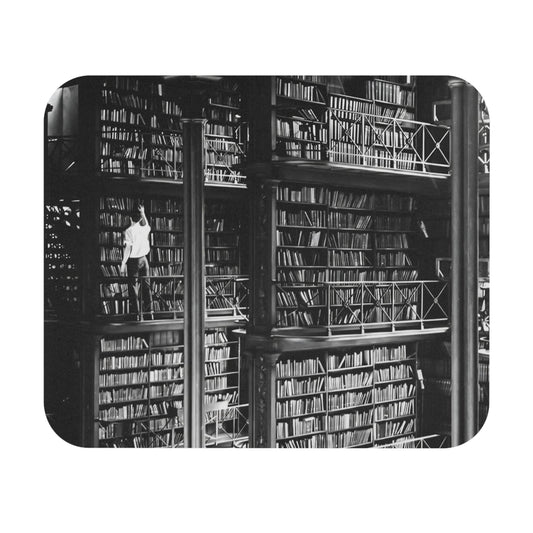 Reading Aesthetic Mouse Pad featuring library art, enhancing desk and office decor.