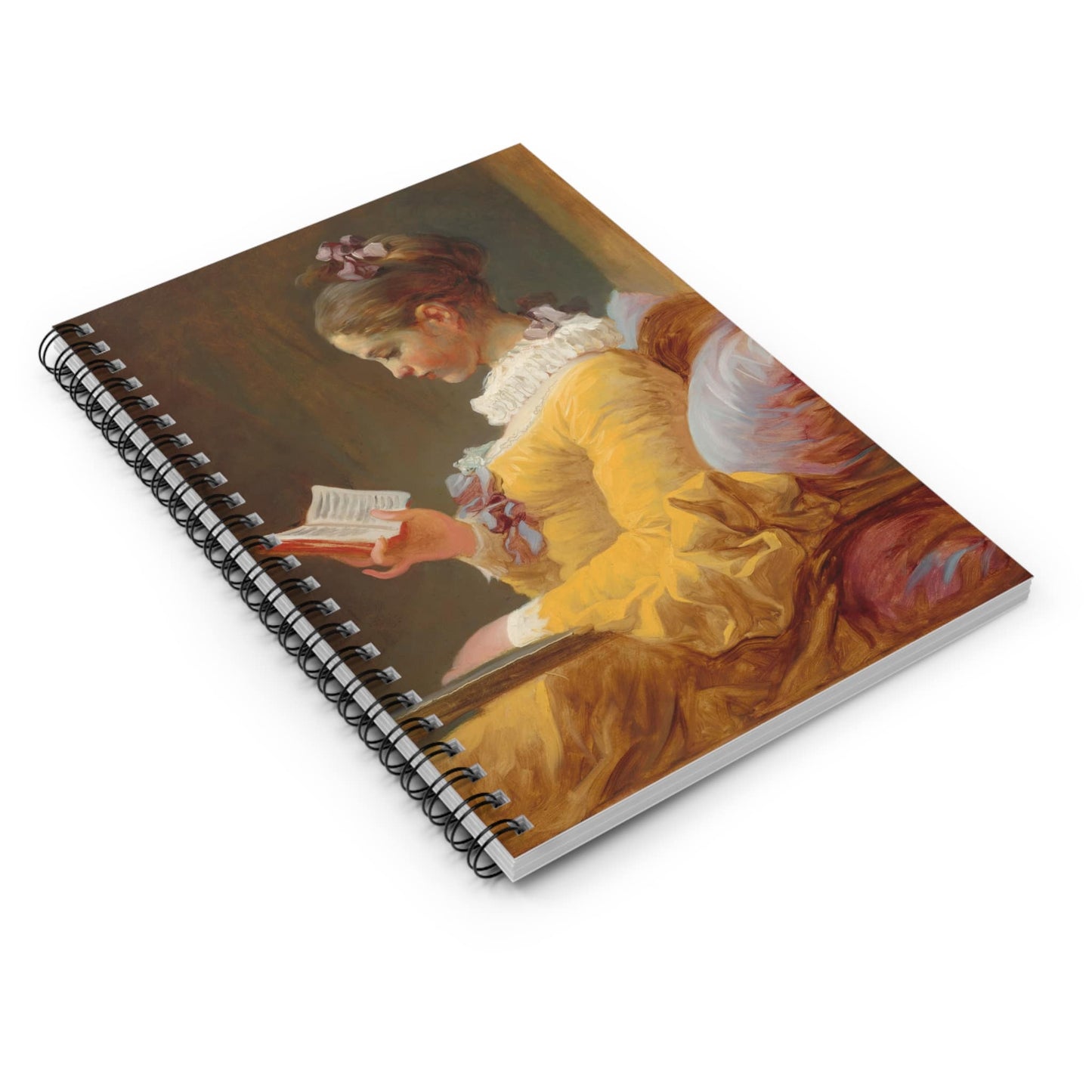 Reading Aesthetic Spiral Notebook Laying Flat on White Surface