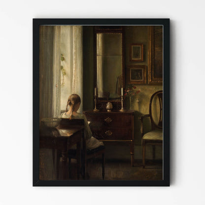 A Quiet Read Painting in Black Picture Frame