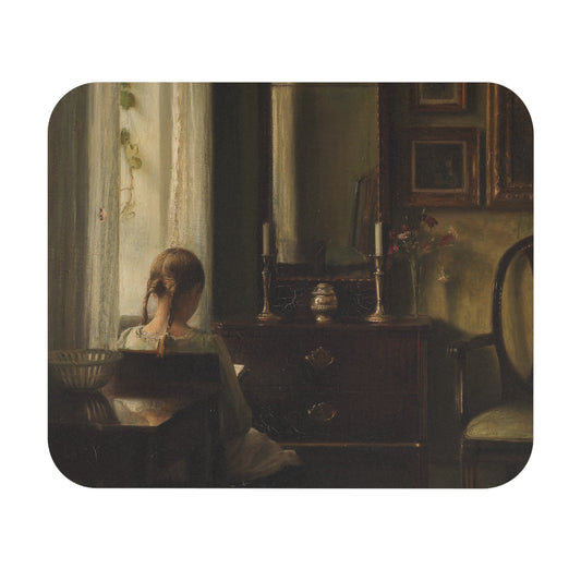 Reading Room Mouse Pad highlighting a quiet read theme, ideal for desk and office decor.
