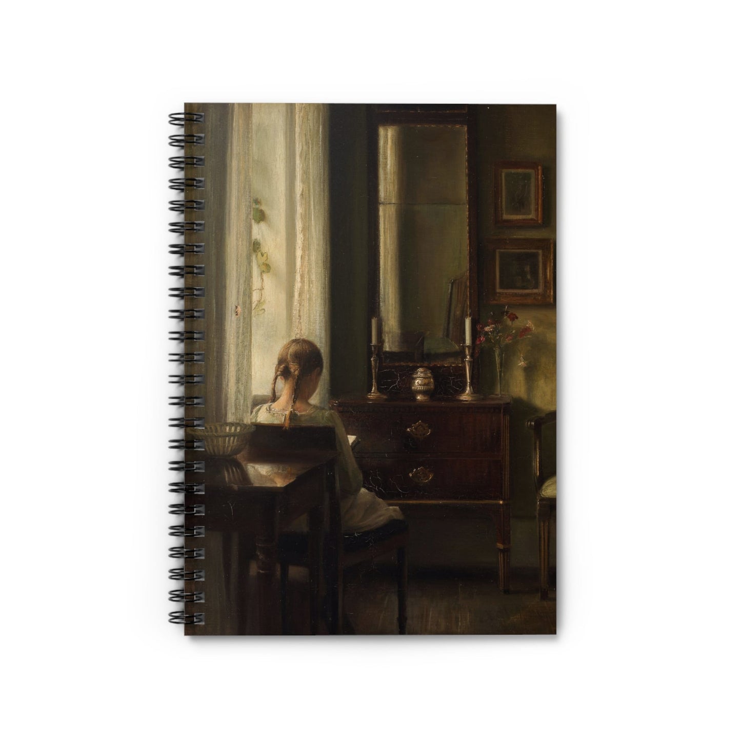 Reading Room Notebook with A Quiet Read cover, ideal for journaling and planning, showcasing a peaceful reading room.