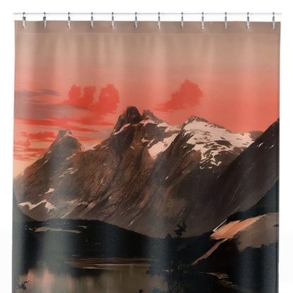 Red Mountain Sunset Shower Curtain Close Up, Landscapes Shower Curtains