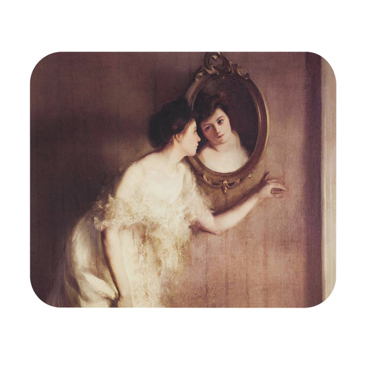 Reflection Mouse Pad featuring Victorian era girl art, perfect for desk and office decor.