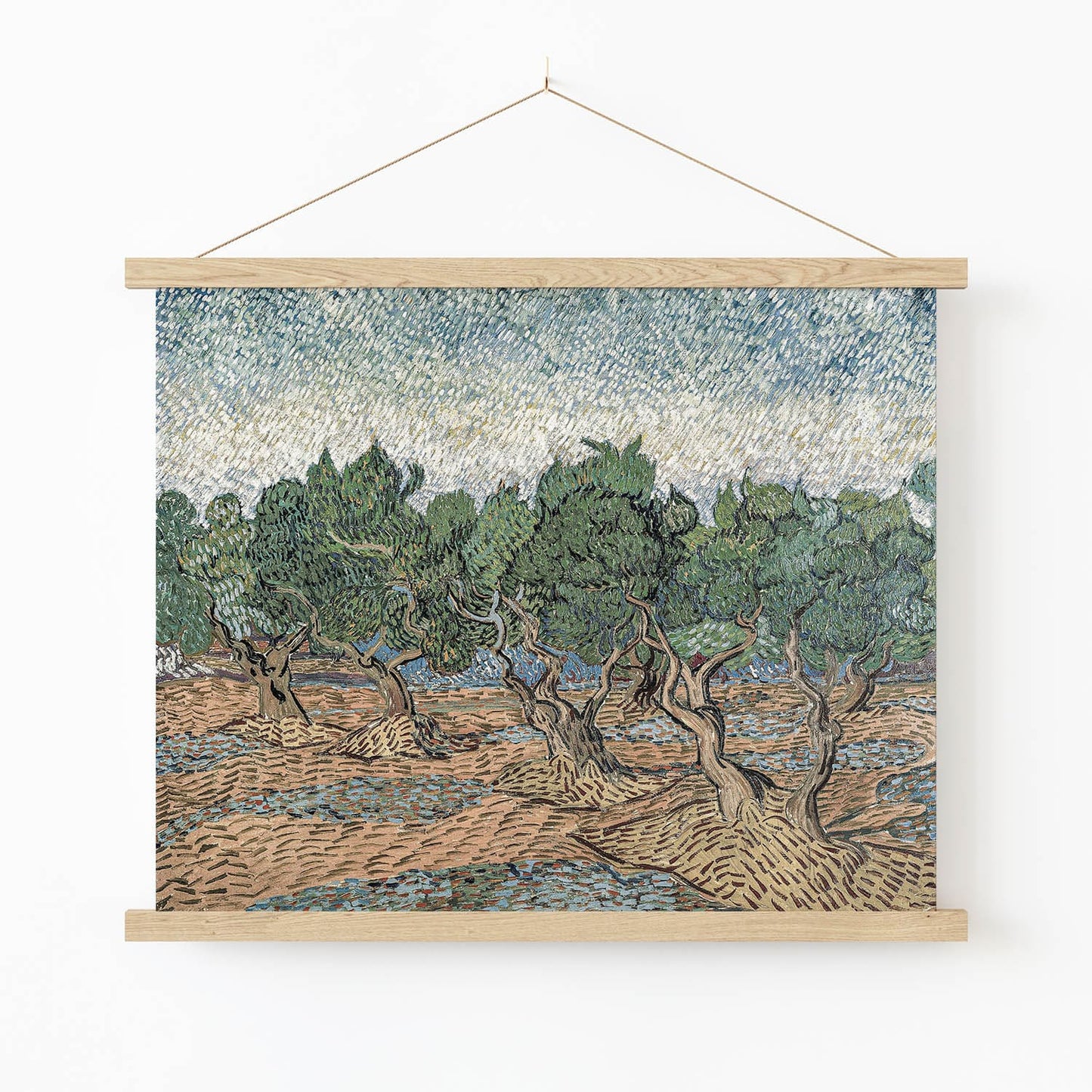 Trees under the Sky Art Print in Wood Hanger Frame on Wall