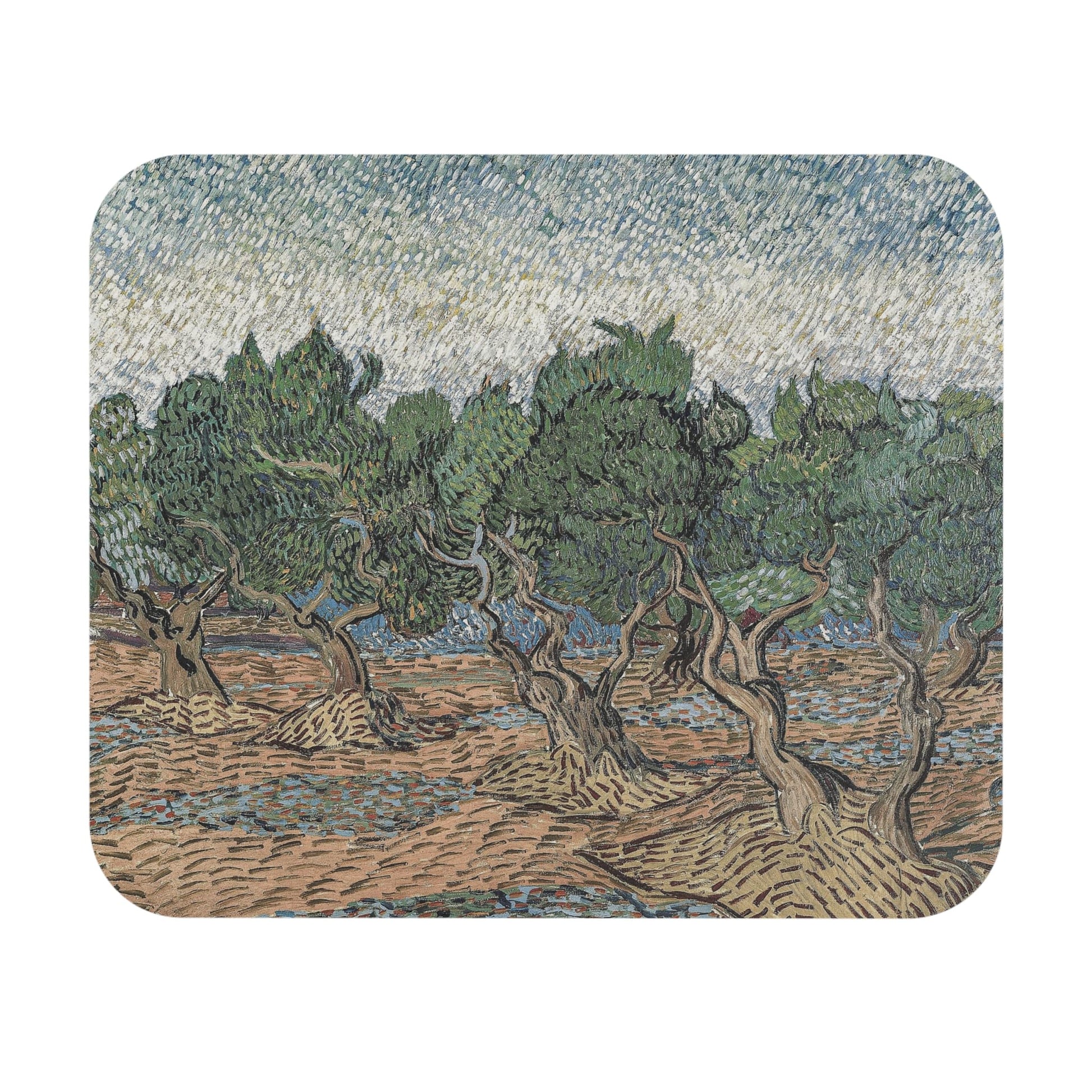 Relaxing Tree Mouse Pad featuring an abstract landscape calm design, perfect for desk and office decor.