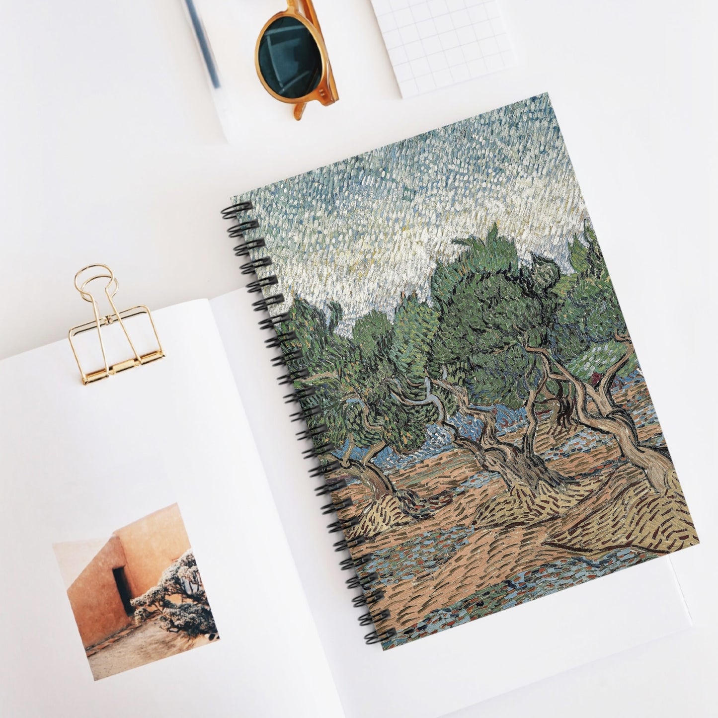 Relaxing Tree Spiral Notebook Displayed on Desk