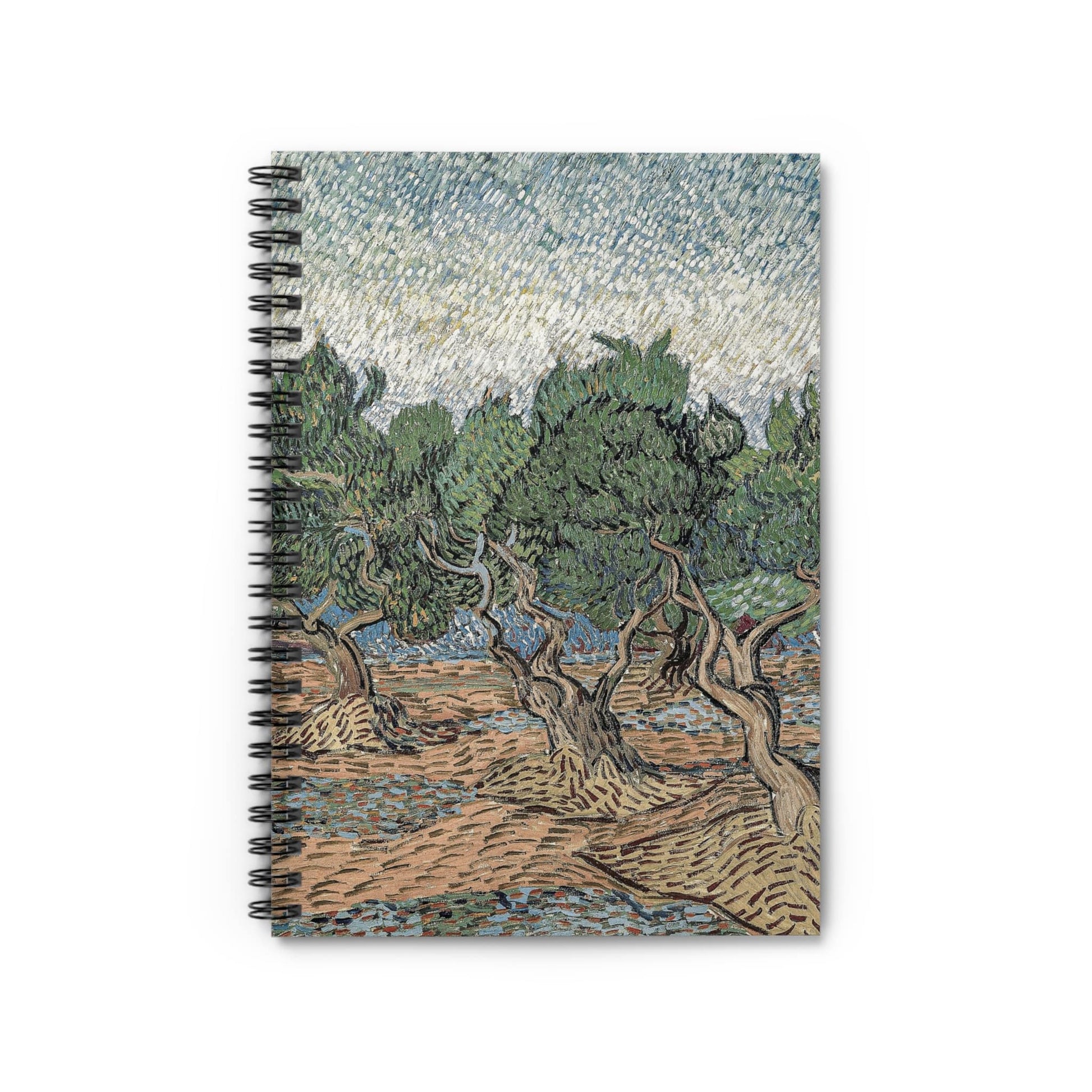 Relaxing Tree Notebook with Abstract Landscape cover, great for journaling and planning, highlighting a relaxing abstract tree landscape.