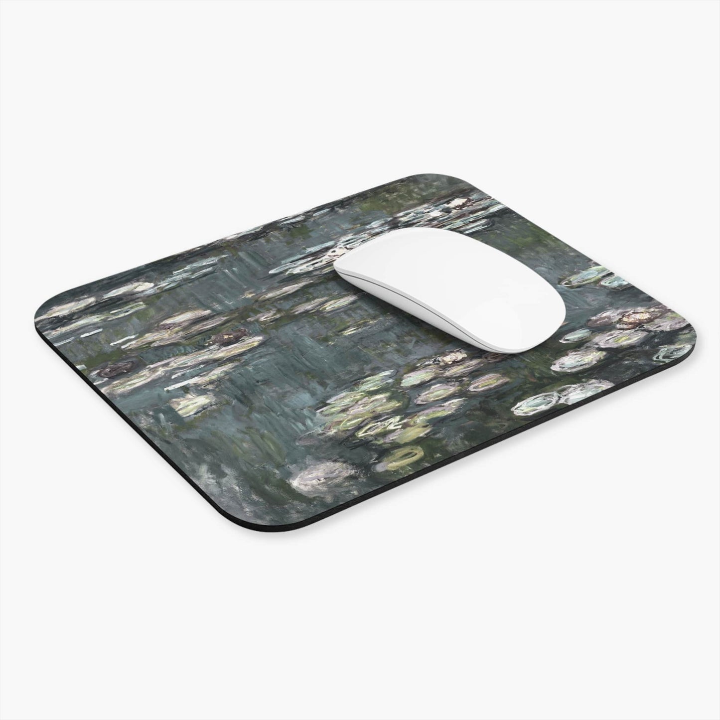 Relaxing Water Painting Computer Desk Mouse Pad With White Mouse