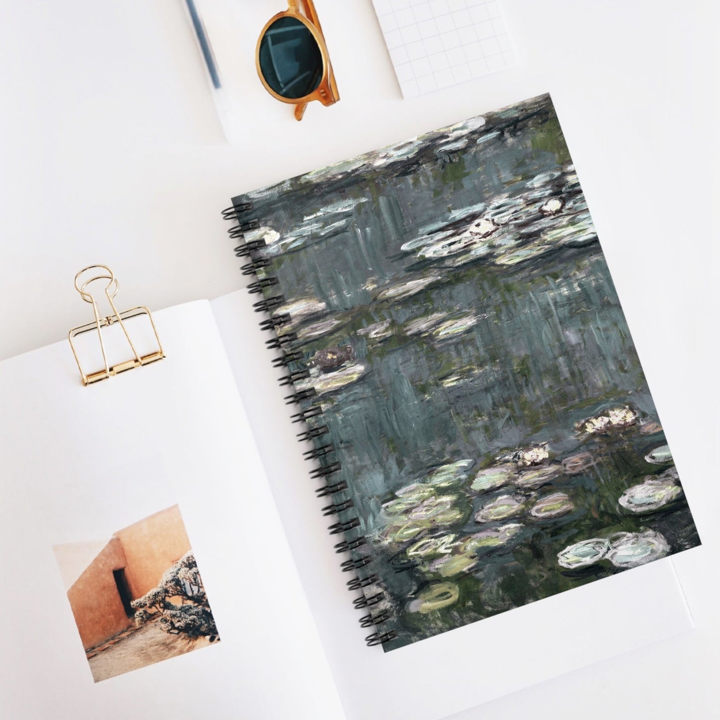 Relaxing Water Painting Spiral Notebook Displayed on Desk
