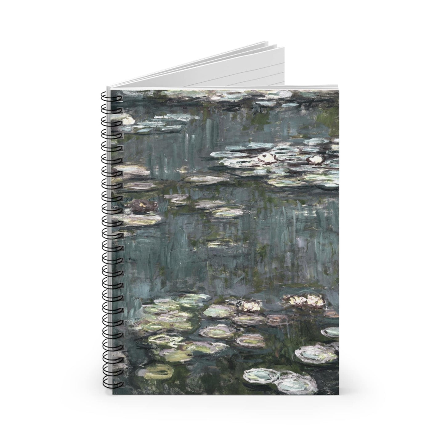 Relaxing Water Painting Spiral Notebook Standing up on White Desk