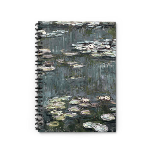 Relaxing Water Painting Notebook with Claude Monet cover, ideal for journals and planners, featuring relaxing water scenes by Claude Monet.