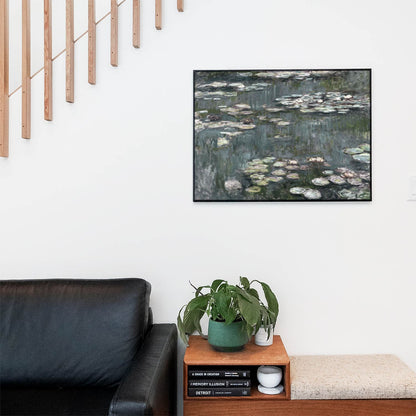Relaxing Water Painting Wall Art Print in a Picture Frame on Living Room Wall