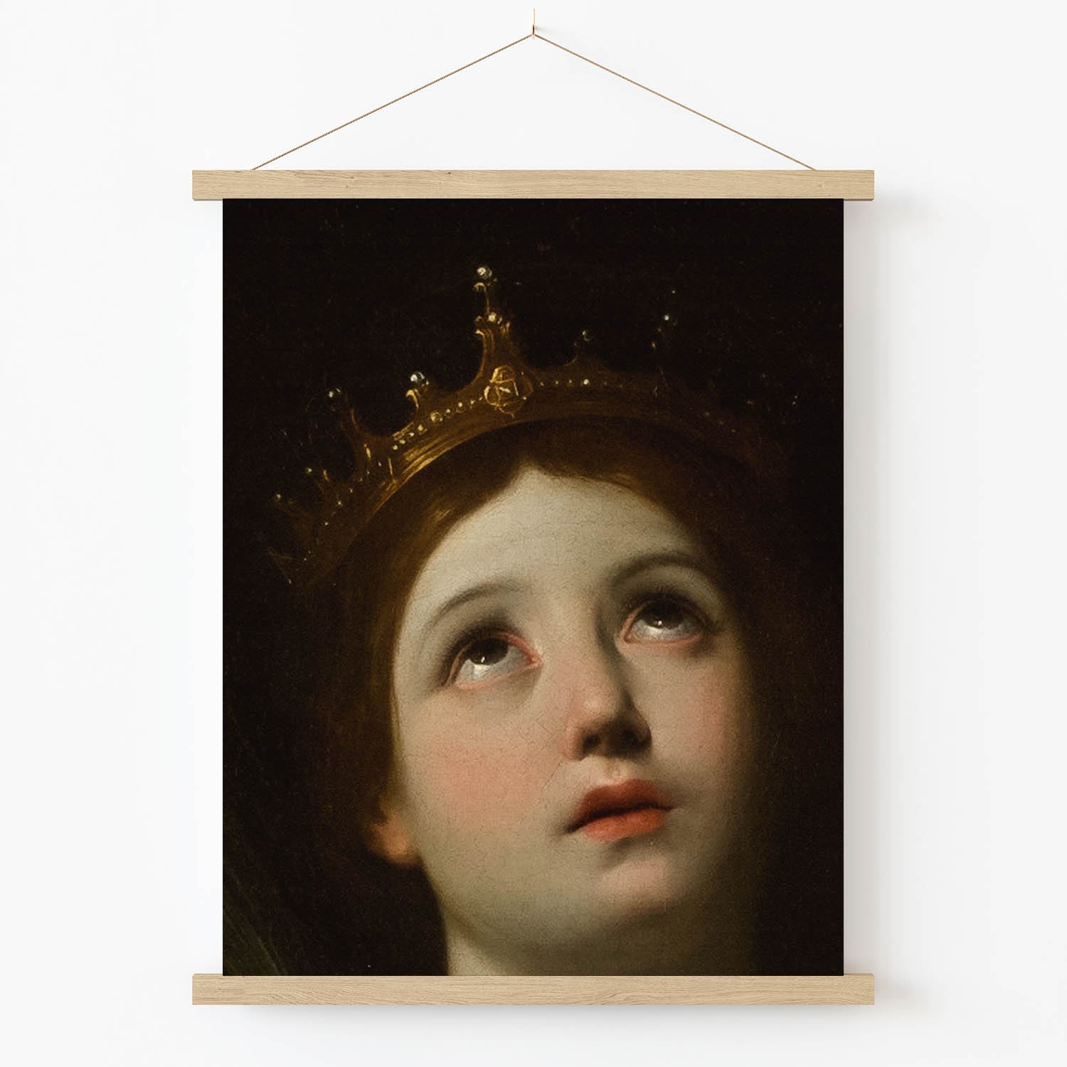 Renaissance Art Print in Wood Hanger Frame on Wall