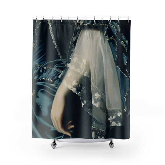 Renaissance Fashion Shower Curtain with period dresses design, historical bathroom decor showcasing elegant Renaissance fashion.