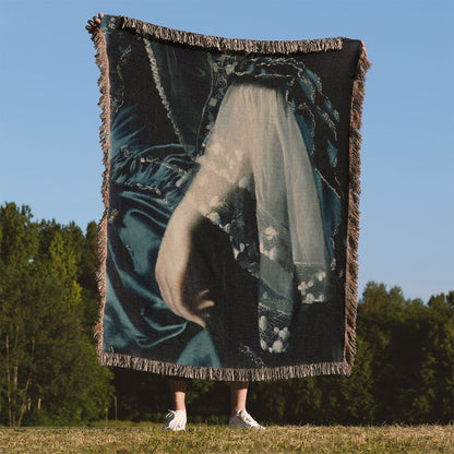 Renaissance Fashion Woven Blanket Held Up Outside