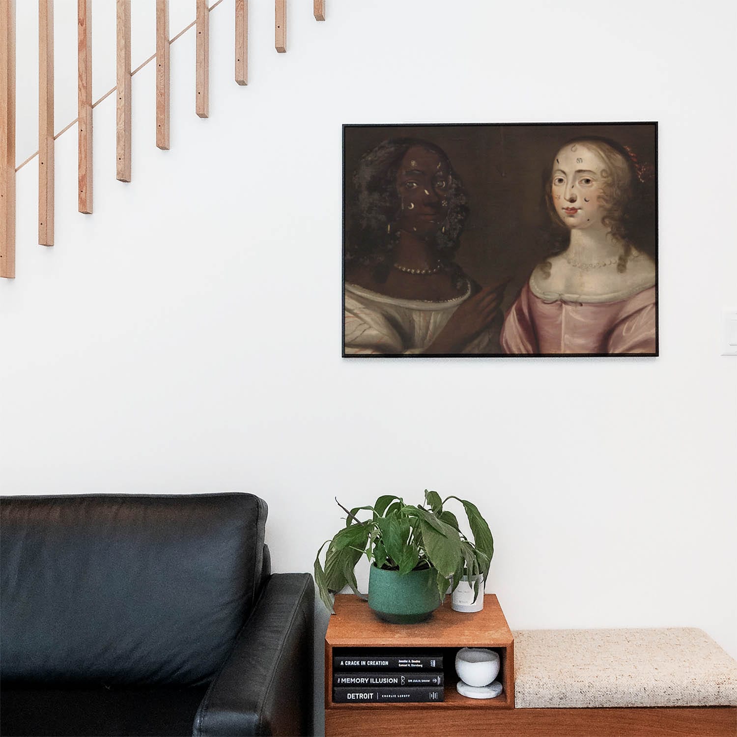 Renaissance Painting Wall Art Print in a Picture Frame on Living Room Wall