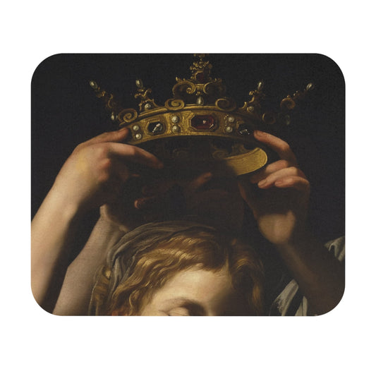 Coronation Mouse Pad featuring a Renaissance queen theme, ideal for desk and office decor.