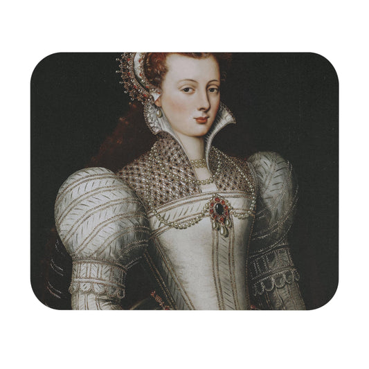 Renaissance Royalty Mouse Pad featuring a regal woman in pearls, ideal for desk and office decor.