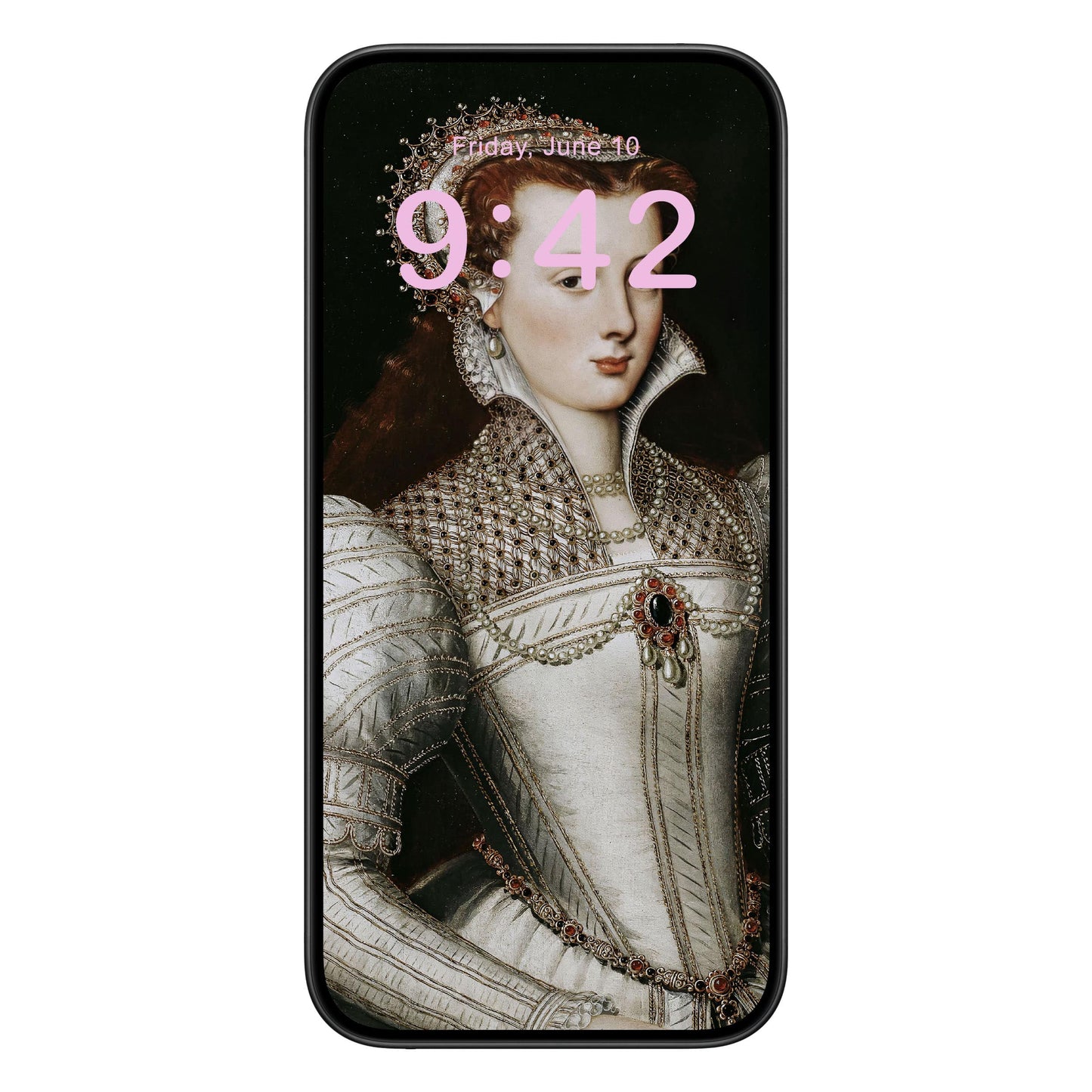 Renaissance Royalty Phone Wallpaper Pink Text