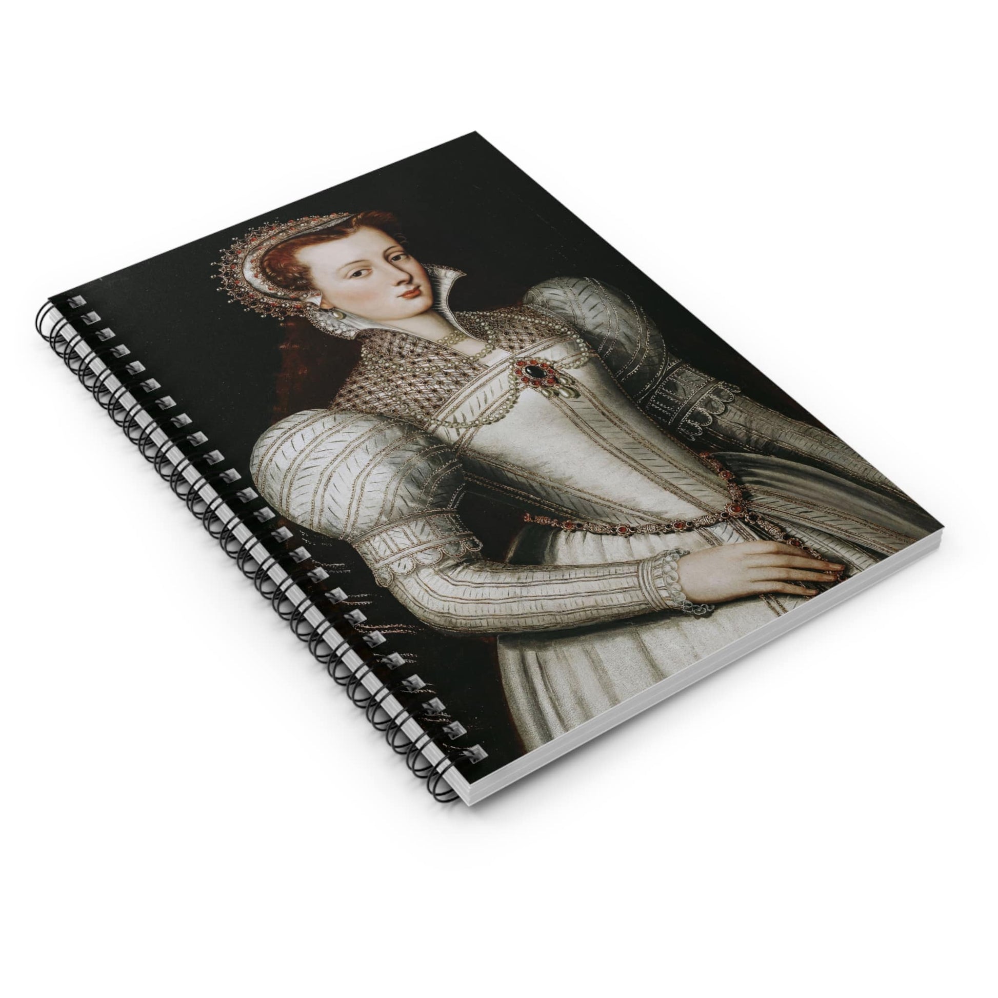 Renaissance Royalty Spiral Notebook Laying Flat on White Surface