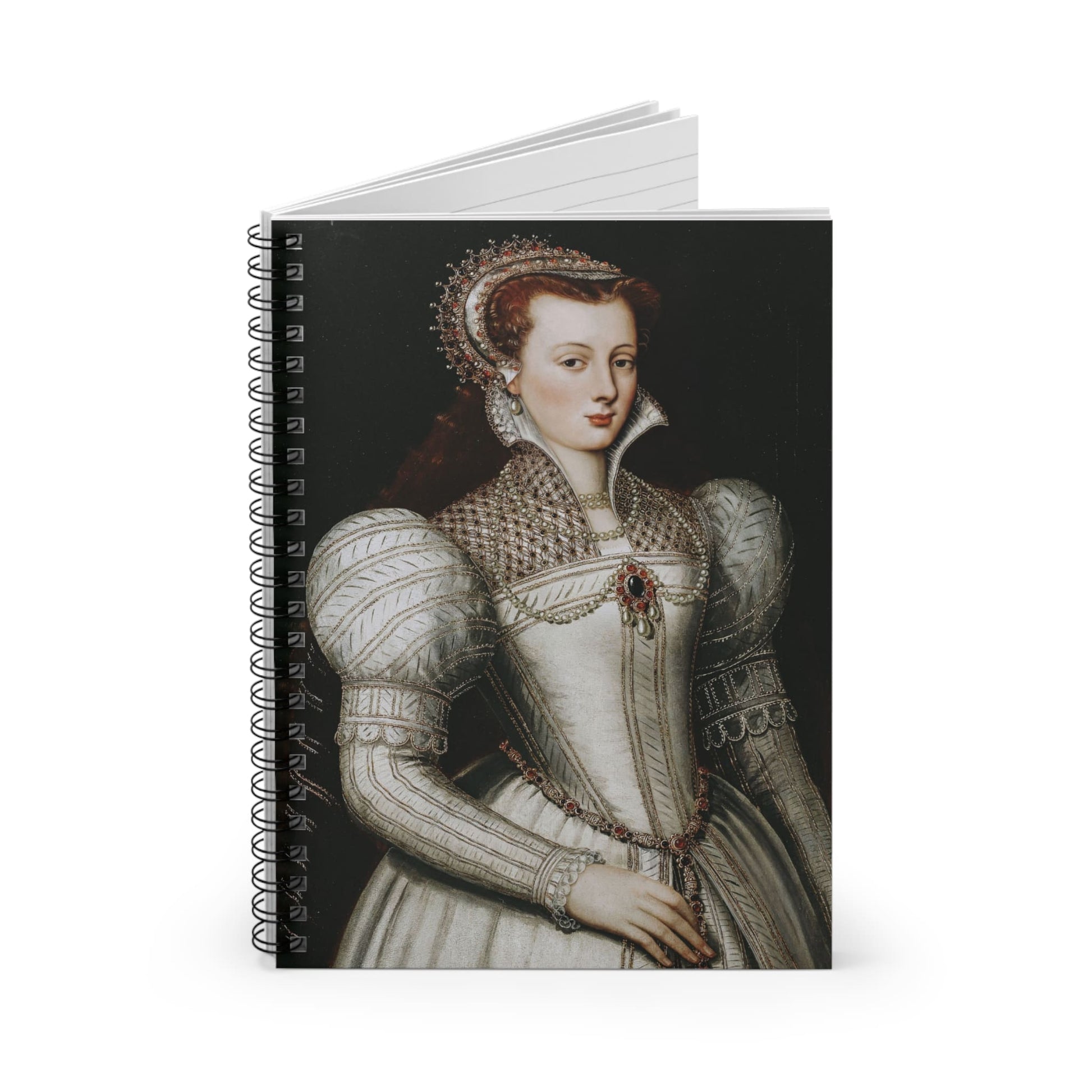 Renaissance Royalty Spiral Notebook Standing up on White Desk