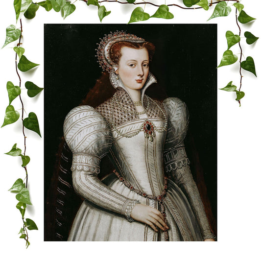 Renaissance Royalty art print woman in pearls vintage wall art
