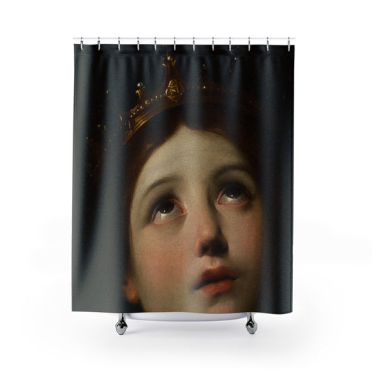 Renaissance Shower Curtain with moody dark design, artistic bathroom decor featuring Renaissance art.