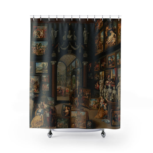 Renaissance Shower Curtain with academia and art design, scholarly bathroom decor featuring Renaissance art themes.