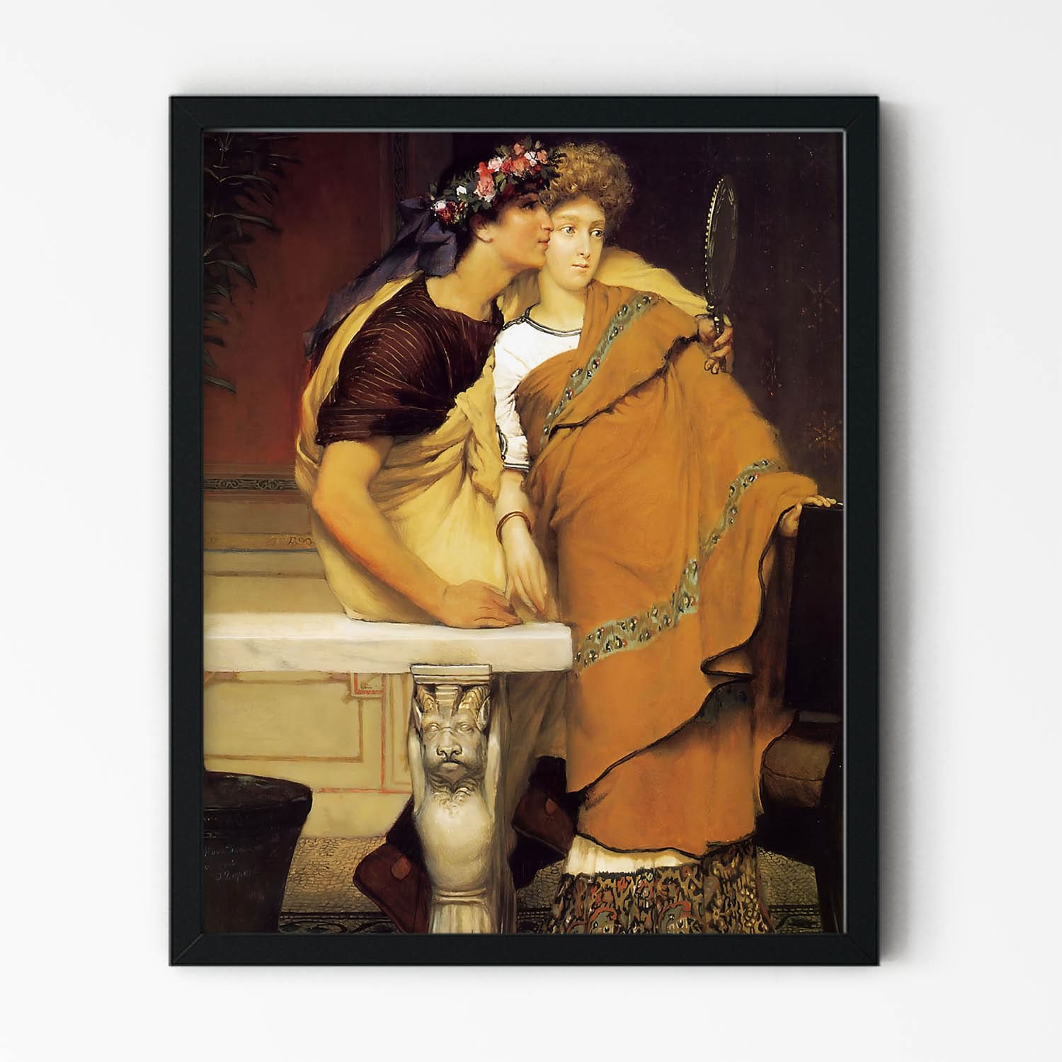 Two Young Lovers Painting in Black Picture Frame