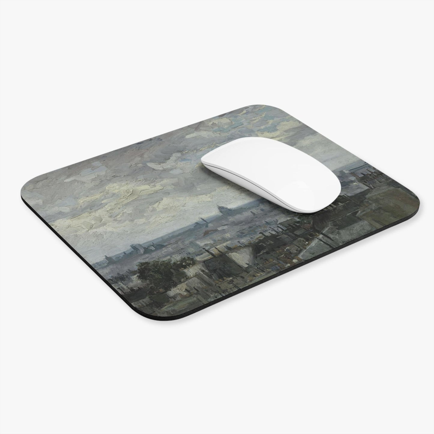 Revitalized Vintage Computer Desk Mouse Pad With White Mouse
