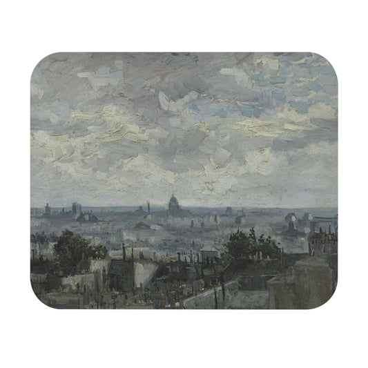 Revitalized Vintage Mouse Pad with Paris by Van Gogh inspired art, desk and office decor showcasing Van Gogh's Paris scenes.
