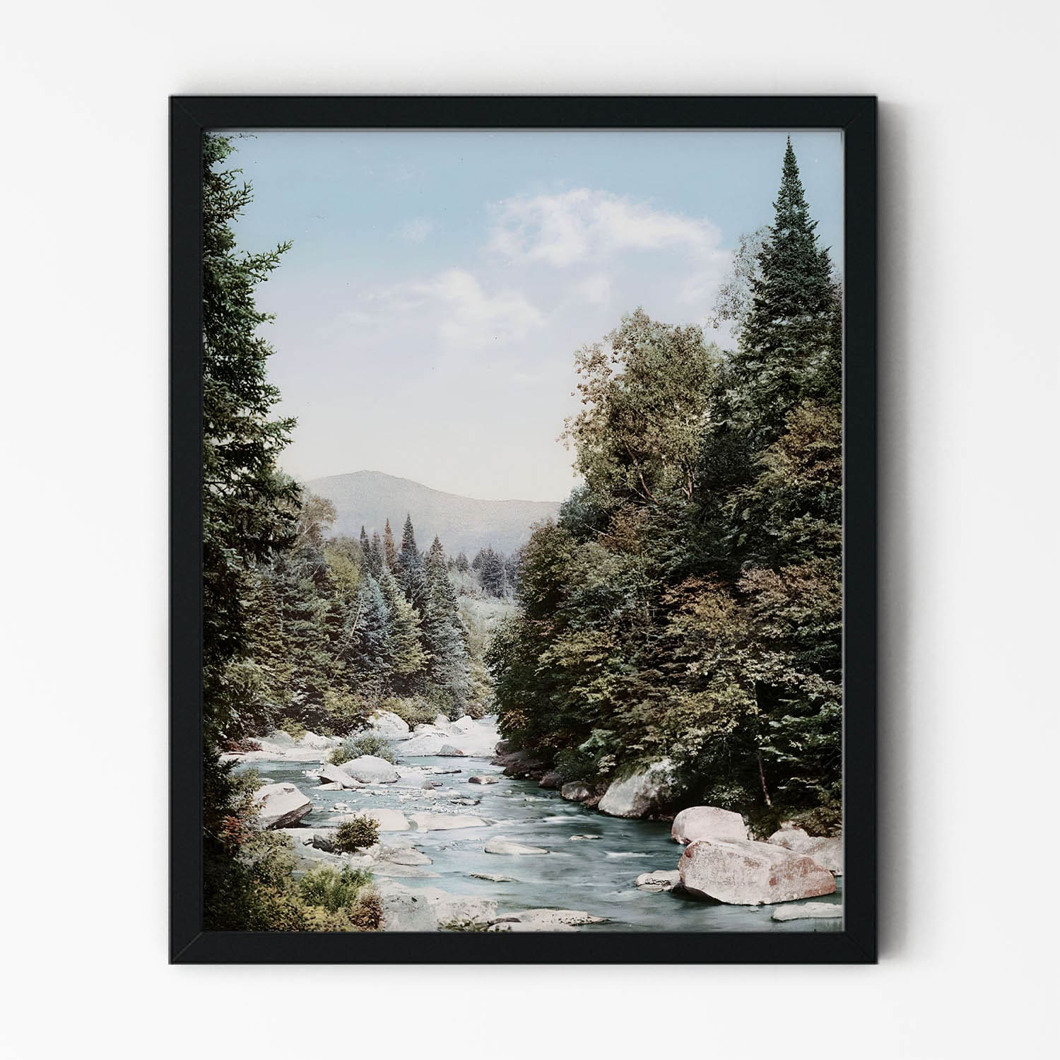 Peaceful Mountain Picture in Black Picture Frame