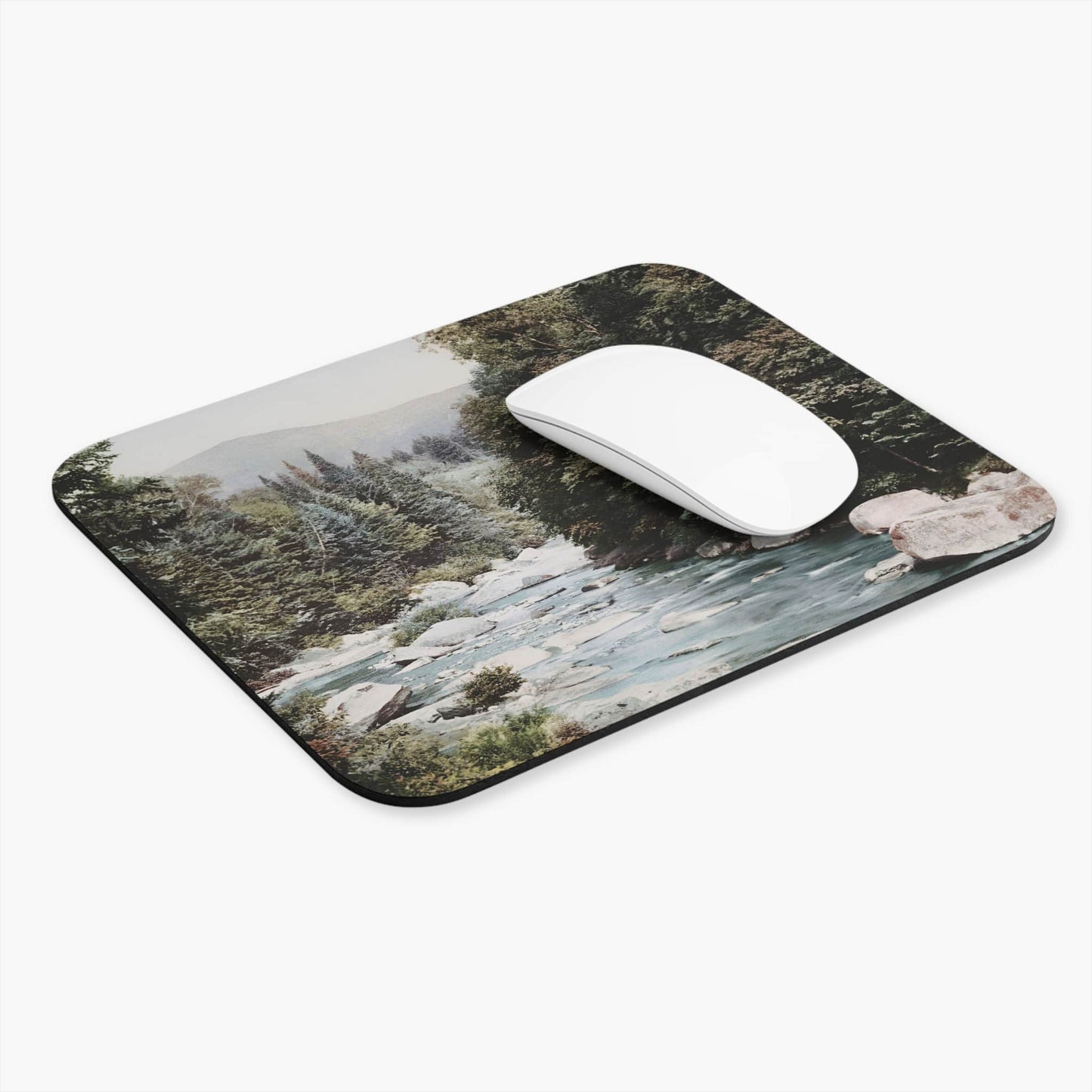 River Computer Desk Mouse Pad With White Mouse