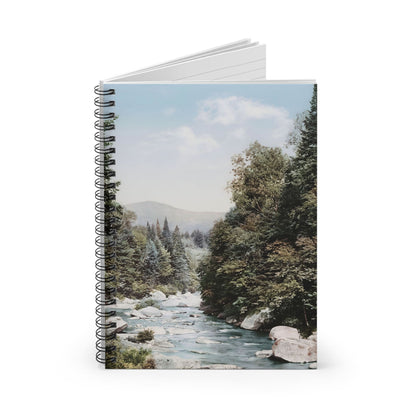 River Spiral Notebook Standing up on White Desk