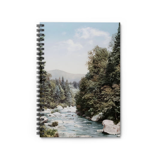 River Notebook with Peaceful Mountains cover, great for journaling and planning, highlighting peaceful mountain river scenery.